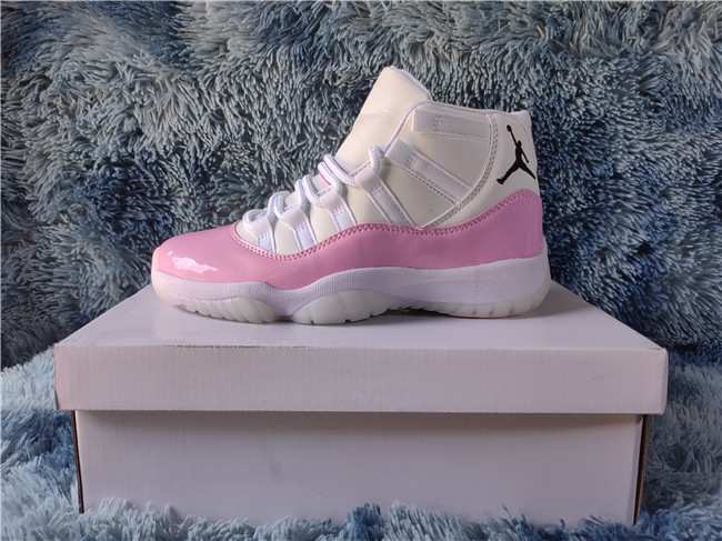 Women's Running weapon Air Jordan 11 Pink/White Leather Shoes 242